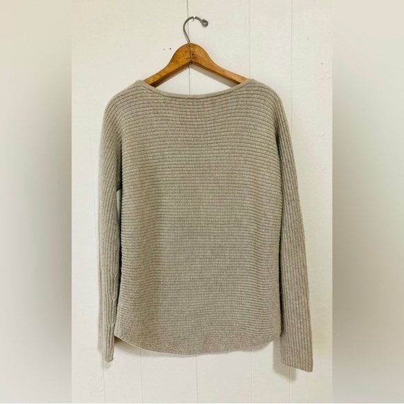 Athleta Huntly Knit Wool Blend Crewneck Oversized Oatmeal Sweater Sm - Picture 7 of 11